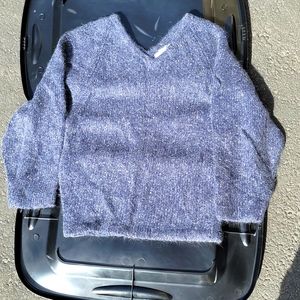 Semplice silk nylon angora blend v neck slouchy pullover